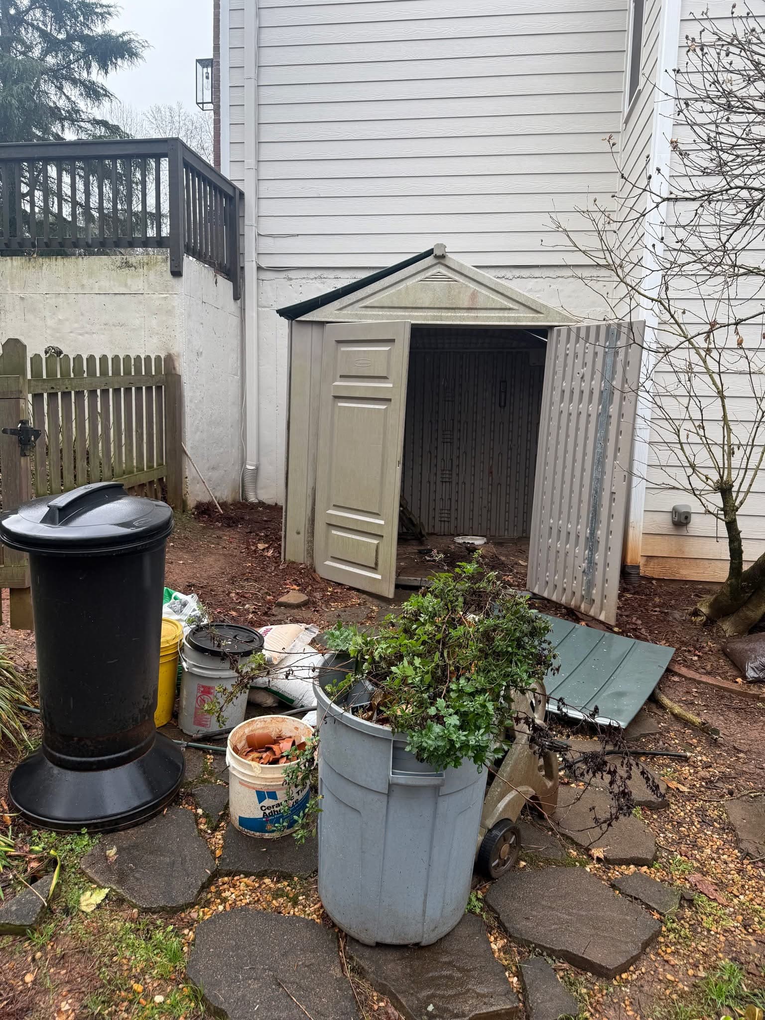 Backyard debris and yard waste